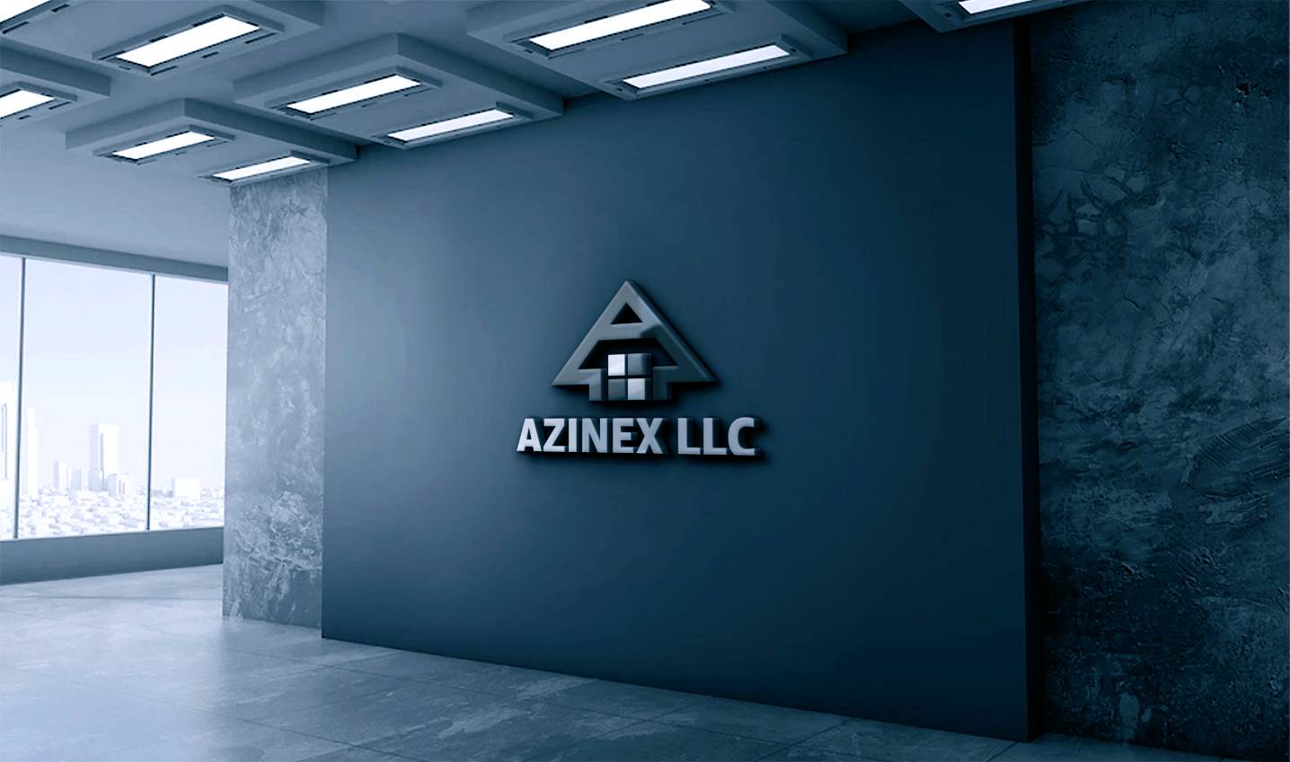 3D office wall logo mockup with dark gray wall